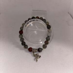 Natural African Bloodstone Beaded Stretch Bracelet